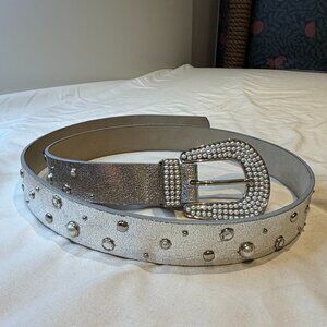 Vince Camuto Silver Western Studded Bling Belt | Size L